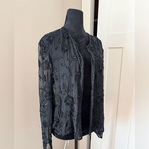 Scala Sheer Silk Embroidered Jacket Large